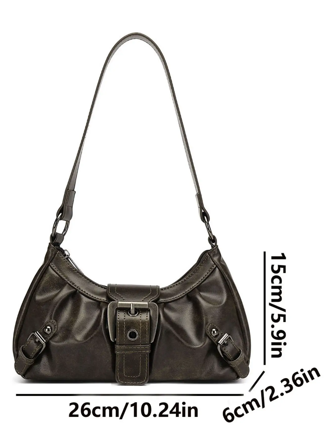 Black PU Leather Women's Shoulder Bag Y2K Style — feature 1