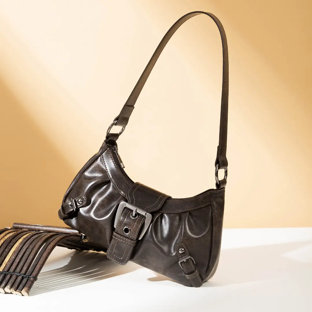 Black PU Leather Women's Shoulder Bag Y2K Style — feature 12