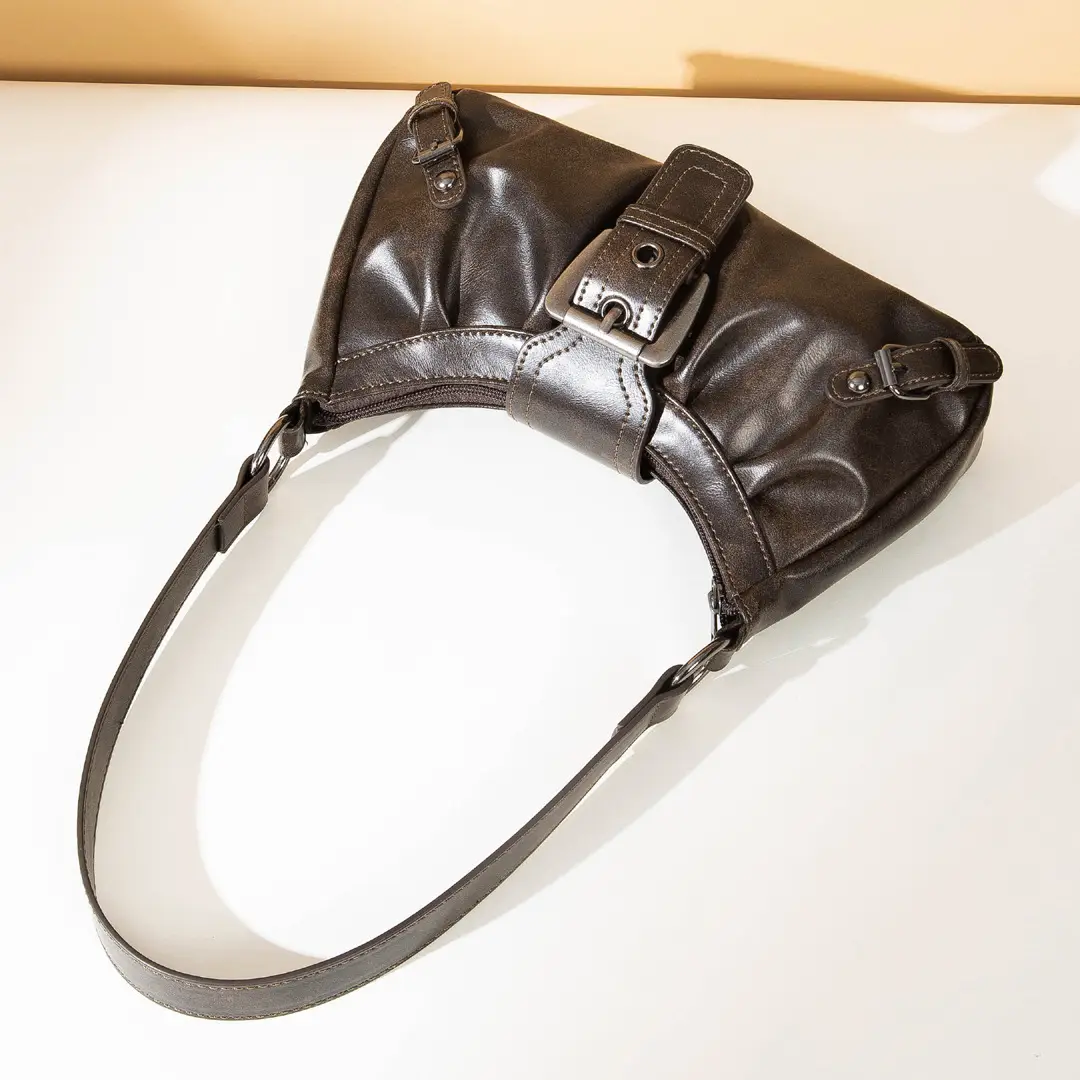 Black PU Leather Women's Shoulder Bag Y2K Style — feature 15