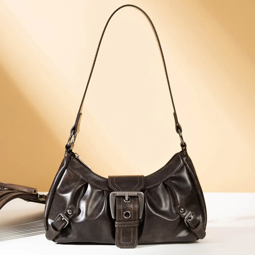 Black PU Leather Women's Shoulder Bag Y2K Style — feature 5