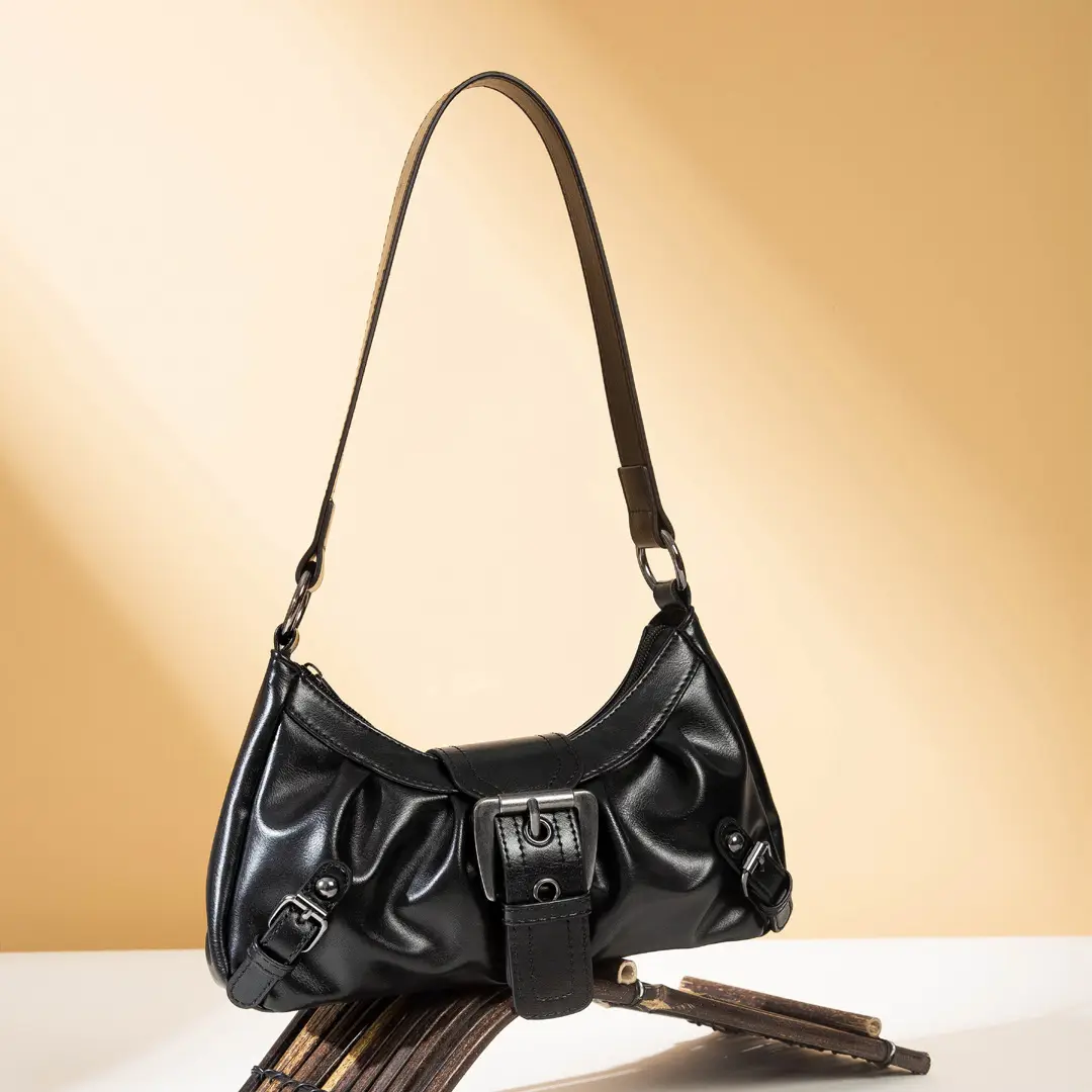 Black PU Leather Women's Shoulder Bag Y2K Style — feature 6