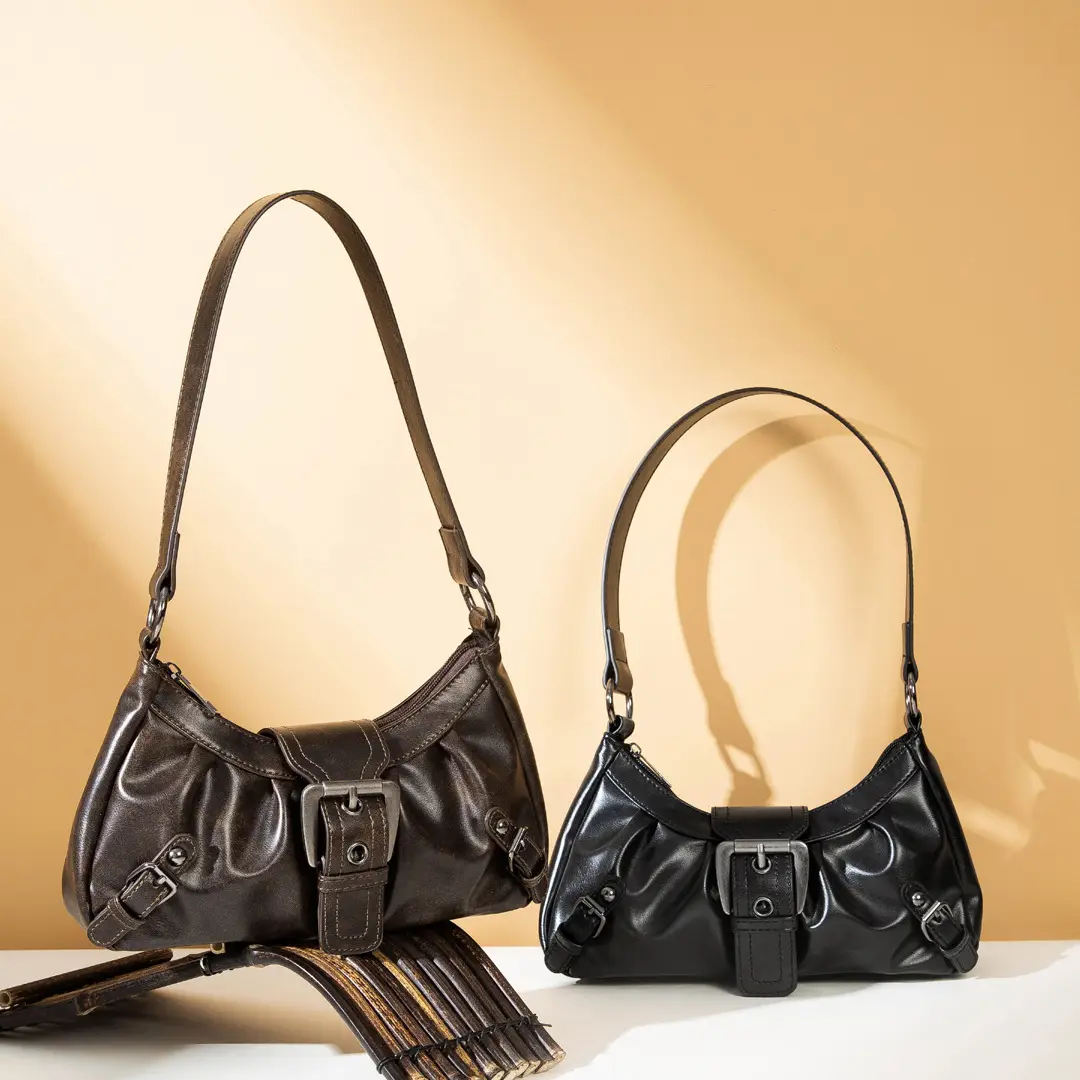 Black PU Leather Women's Shoulder Bag Y2K Style — feature 9