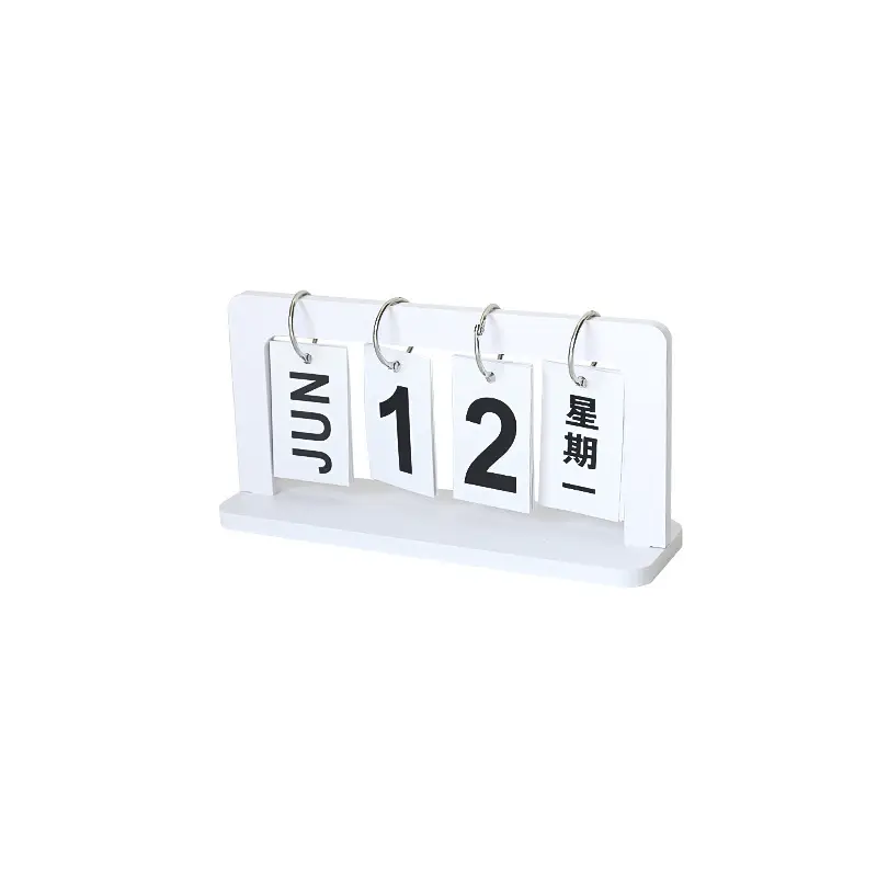 European-style creative dining table furnishings pure white wooden desktop flip calendar entrance kindergarten date card shooting props