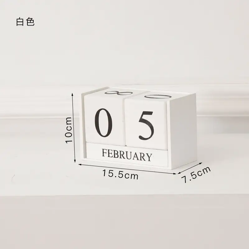 European-style creative dining table furnishings pure white wooden desktop flip calendar entrance kindergarten date card shooting props