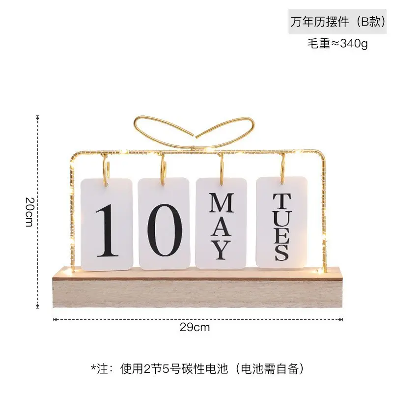 European-style creative dining table furnishings pure white wooden desktop flip calendar entrance kindergarten date card shooting props