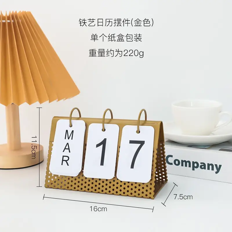 European-style creative dining table furnishings pure white wooden desktop flip calendar entrance kindergarten date card shooting props