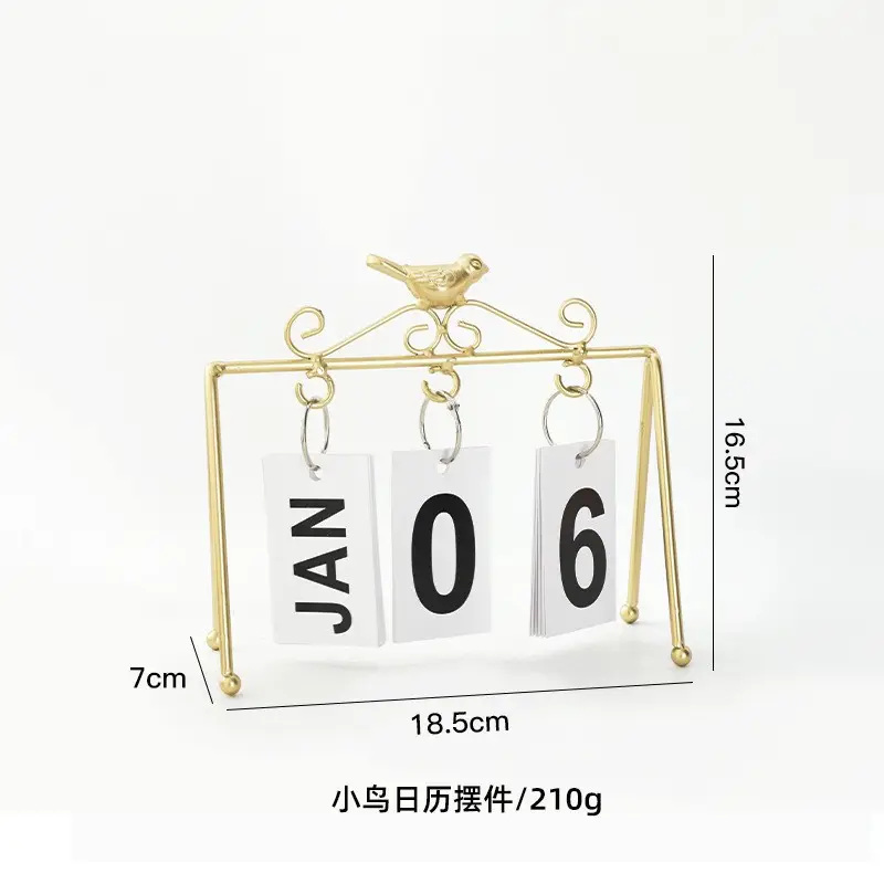 European-style creative dining table furnishings pure white wooden desktop flip calendar entrance kindergarten date card shooting props