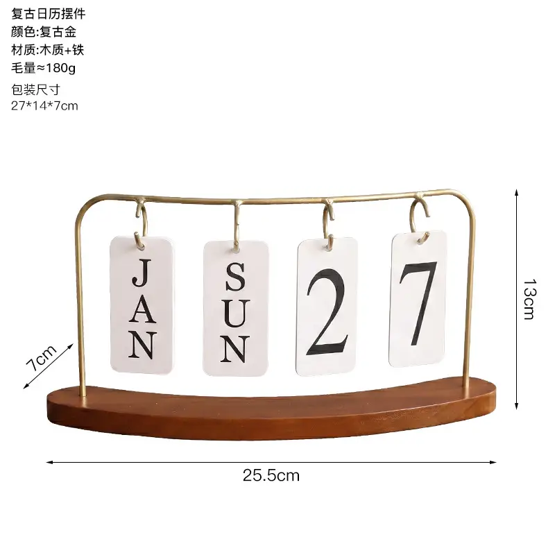 European-style creative dining table furnishings pure white wooden desktop flip calendar entrance kindergarten date card shooting props