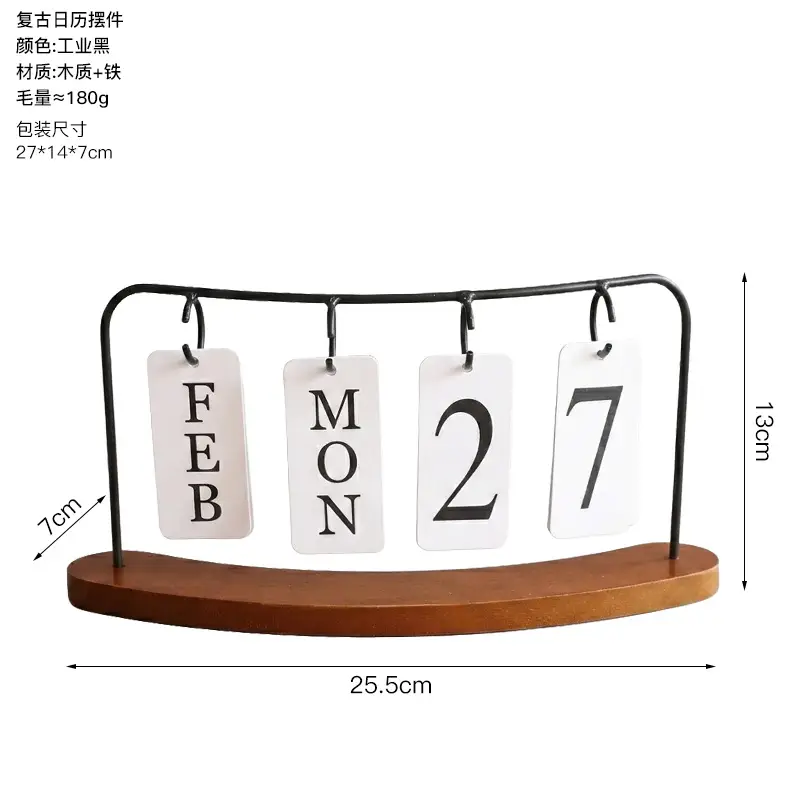 European-style creative dining table furnishings pure white wooden desktop flip calendar entrance kindergarten date card shooting props