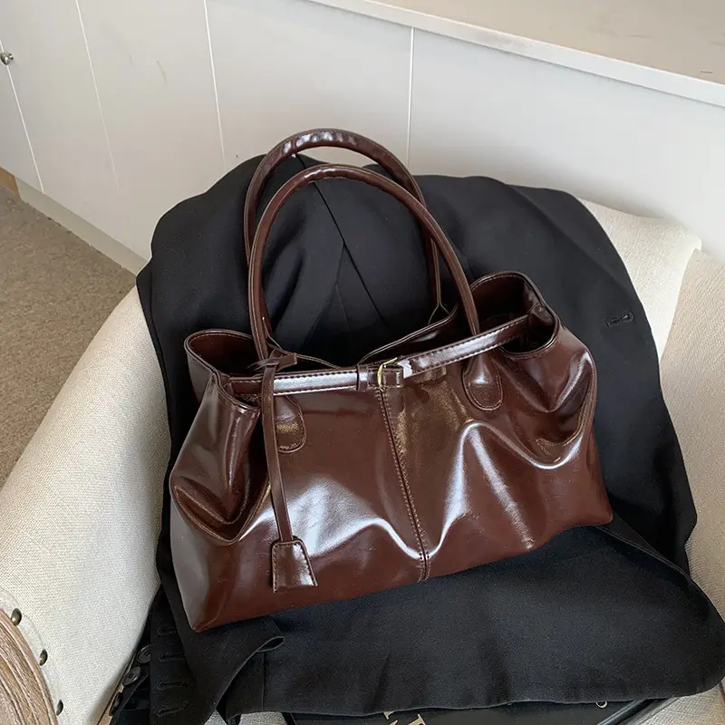 Luxury Brown Leather Handbag Single Shoulder - Image 6
