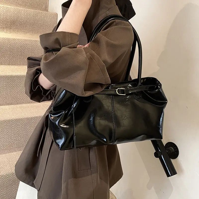 Luxury Brown Leather Handbag Single Shoulder - Image 7