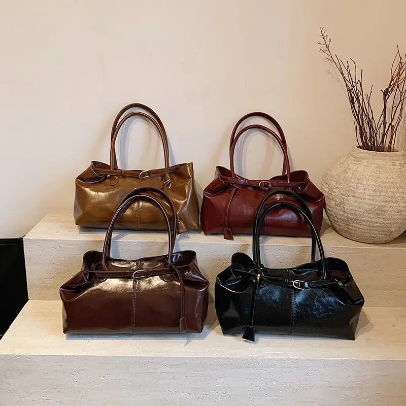 Luxury Brown Leather Handbag Single Shoulder - Image 8