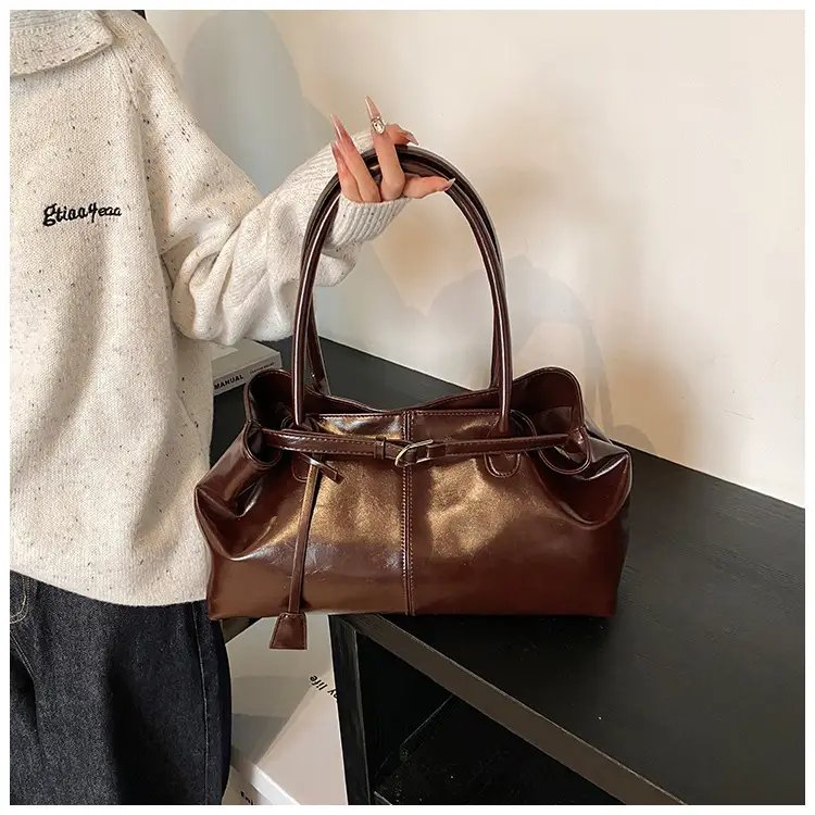 Luxury Brown Leather Handbag Single Shoulder — feature 12