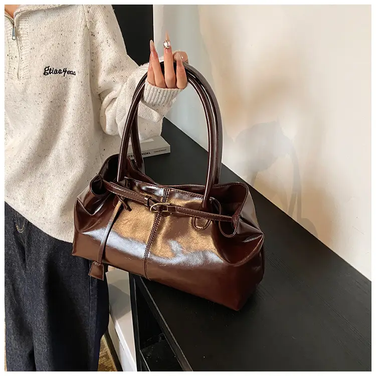 Luxury Brown Leather Handbag Single Shoulder — feature 13