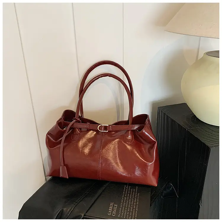 Luxury Brown Leather Handbag Single Shoulder — feature 19