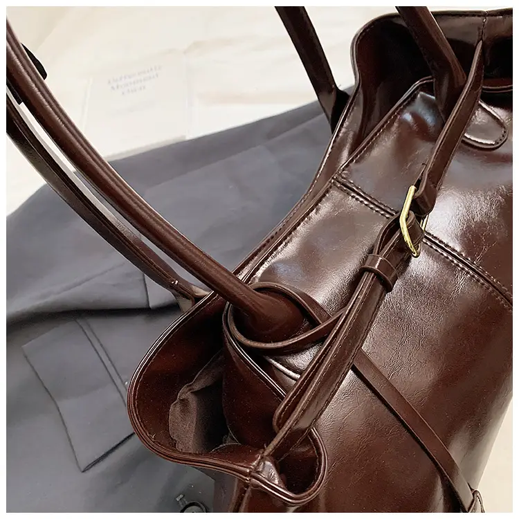 Luxury Brown Leather Handbag Single Shoulder — feature 22