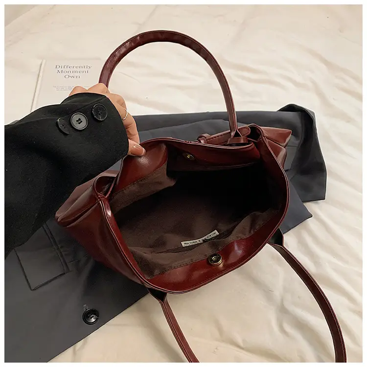 Luxury Brown Leather Handbag Single Shoulder — feature 23
