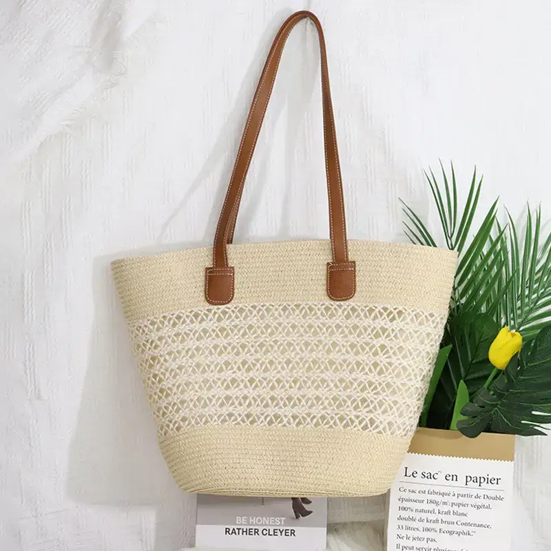 New French Style Woven Bag Pastoral Seaside Large Capacity — feature 10