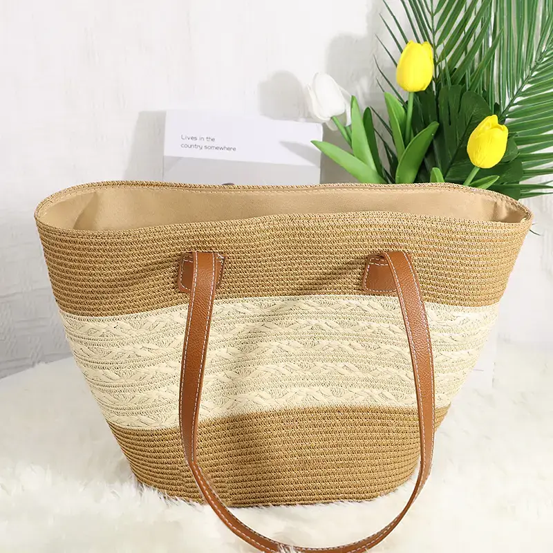 New French Style Woven Bag Pastoral Seaside Large Capacity — feature 11