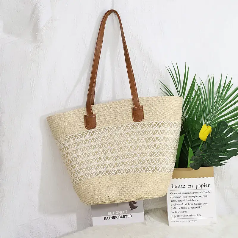 New French Style Woven Bag Pastoral Seaside Large Capacity — feature 12