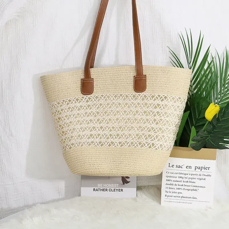 New French Style Woven Bag Pastoral Seaside Large Capacity — feature 14