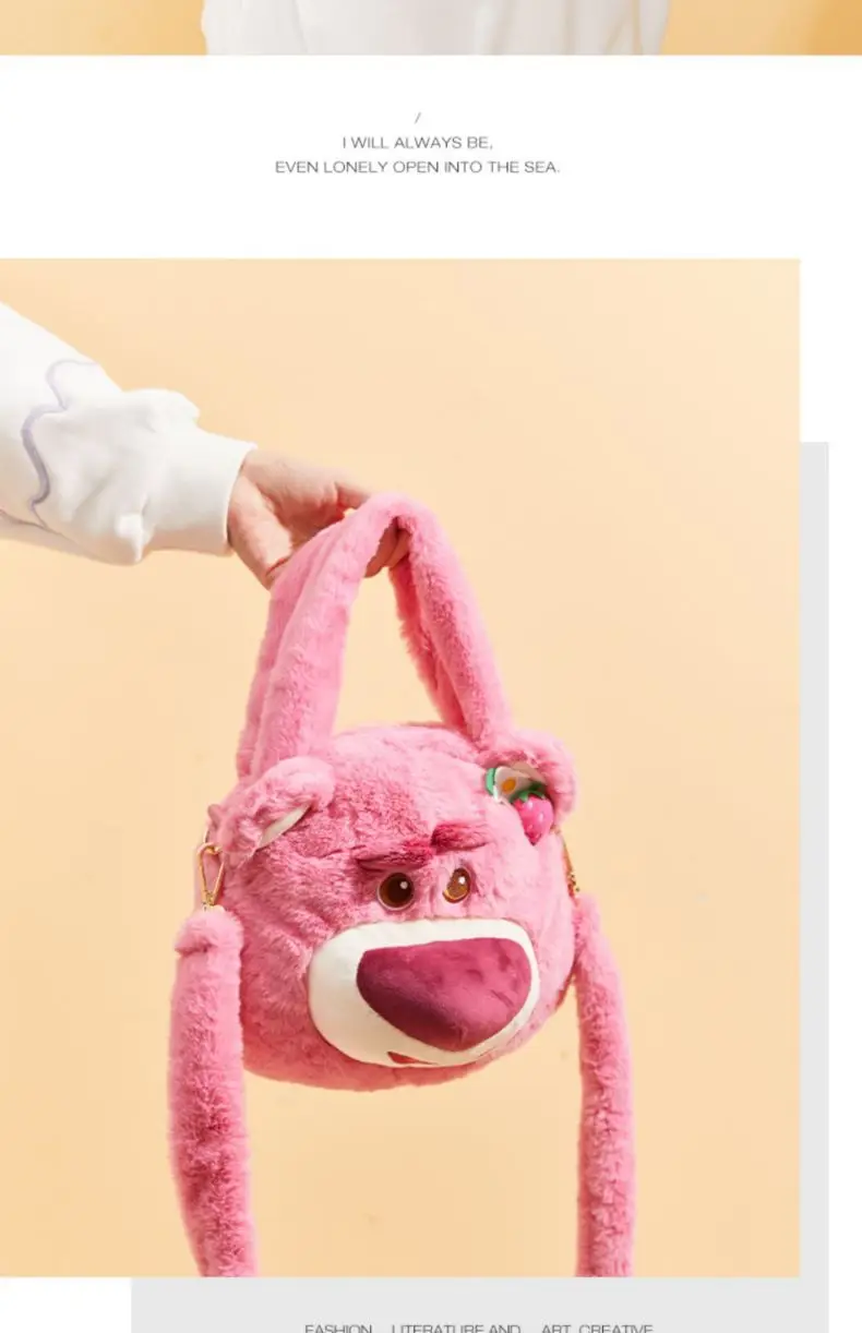 Disney Strawberry Bear Plush Crossbody Bag Large Size — feature 7