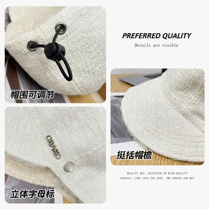 Women's Black Wide Brim Warm Cap 540cm - Image 5