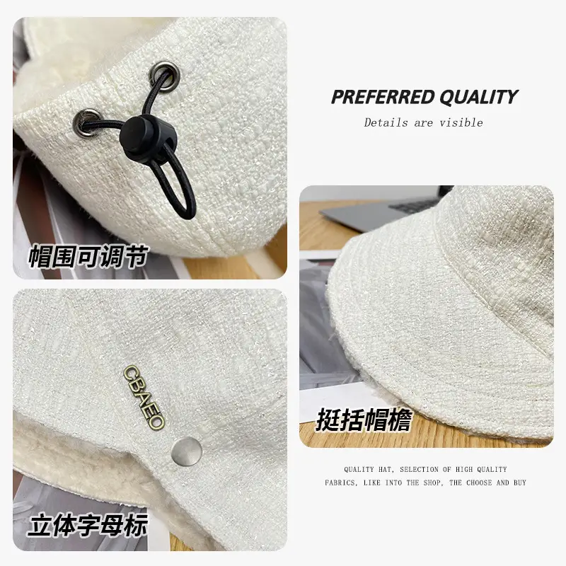 Women's Black Wide Brim Warm Cap 540cm — feature 5