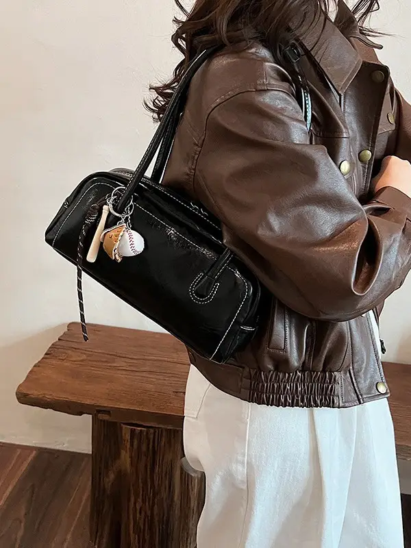 Women's Wine Red Shoulder Bag 2024 Autumn Winter - Image 13