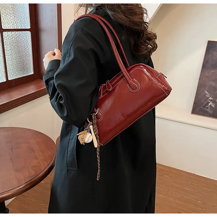 Women's Wine Red Shoulder Bag 2024 Autumn Winter — feature 19
