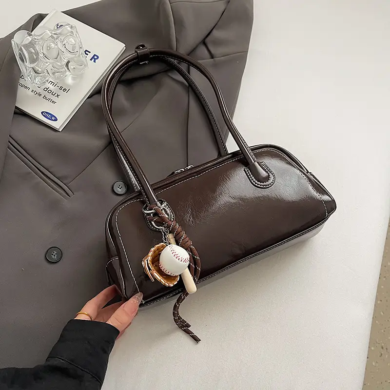 Women's Wine Red Shoulder Bag 2024 Autumn Winter - Image 2
