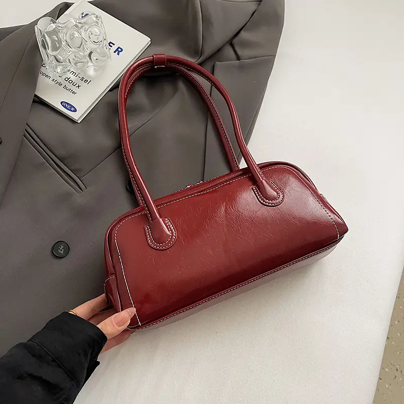Women's Wine Red Shoulder Bag 2024 Autumn Winter - Image 9