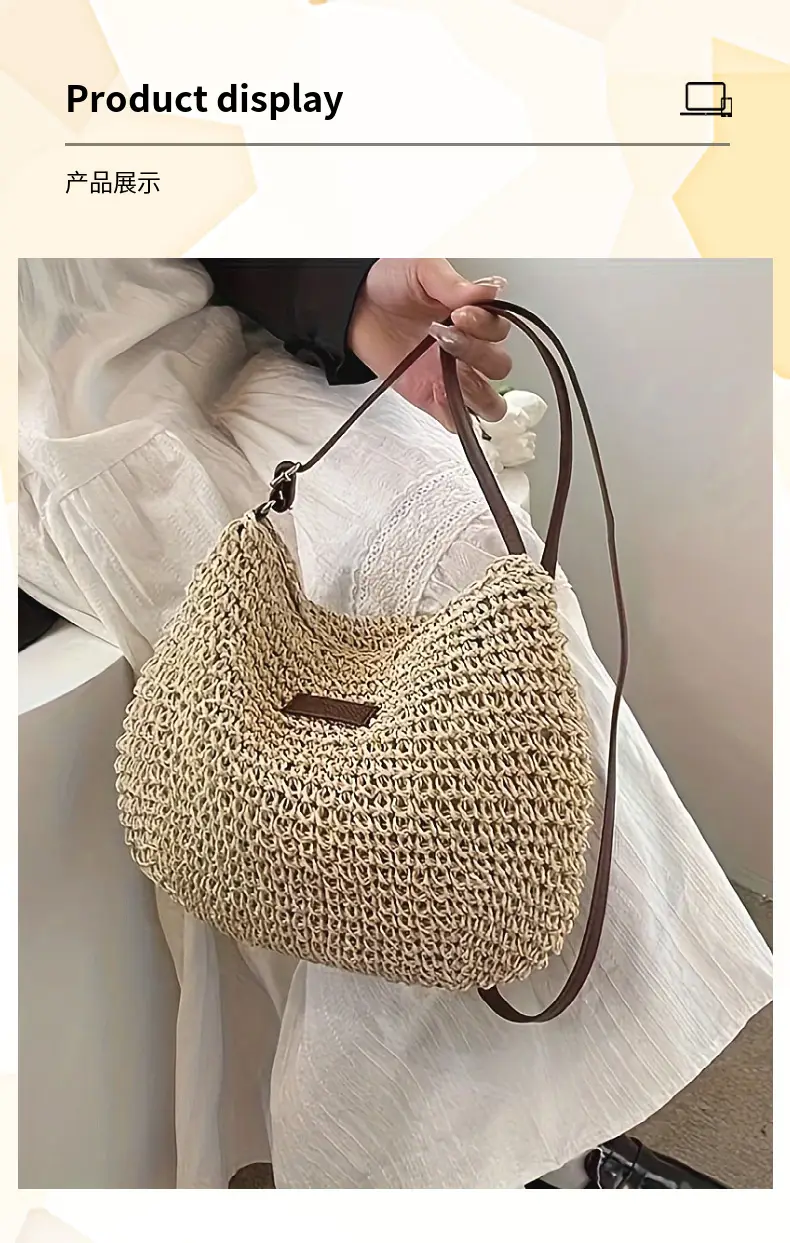 Straw Crossbody Bag for Women, Large Capacity, New Arrival — feature 5