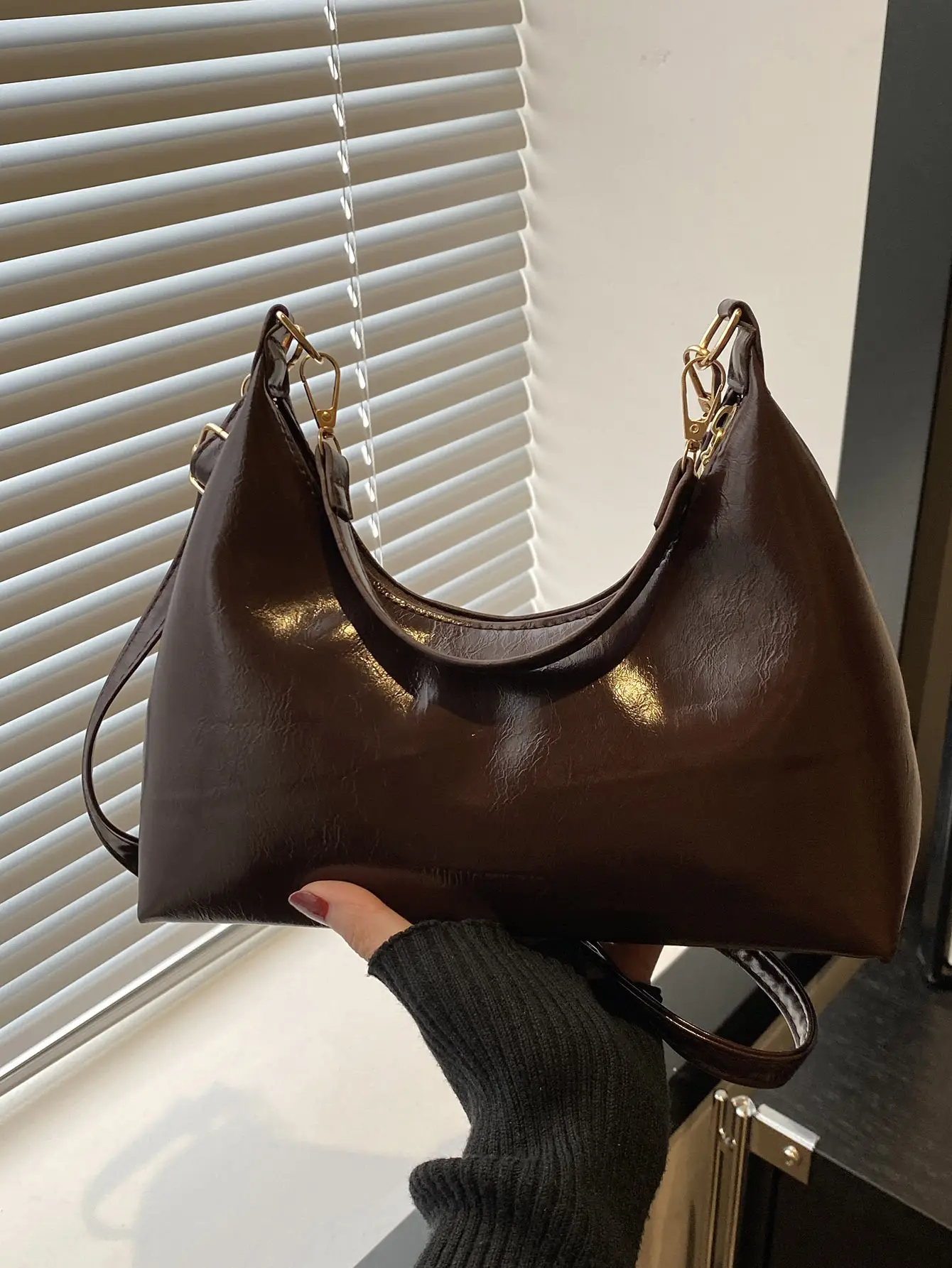 Women's Brown Leather Crossbody Bag 2024 New Autumn Winter - Image 8