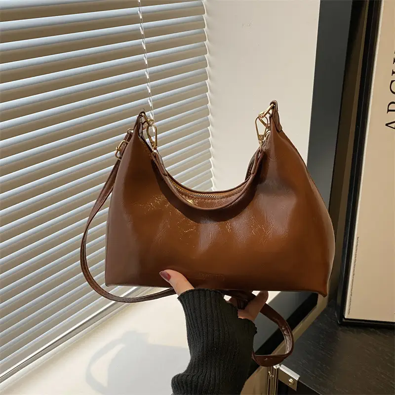 Women's Brown Leather Crossbody Bag 2024 New Autumn Winter - Image 4