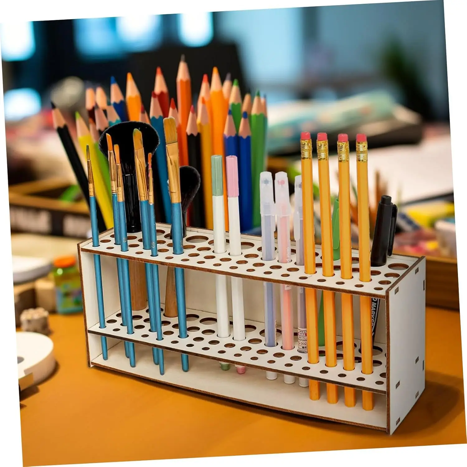 Vertical Detachable Wooden Storage Rack for Cosmetics Brushes — feature 8