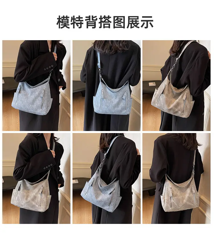 Women's Large Capacity Black Tote Bag with Shoulder Strap — feature 11