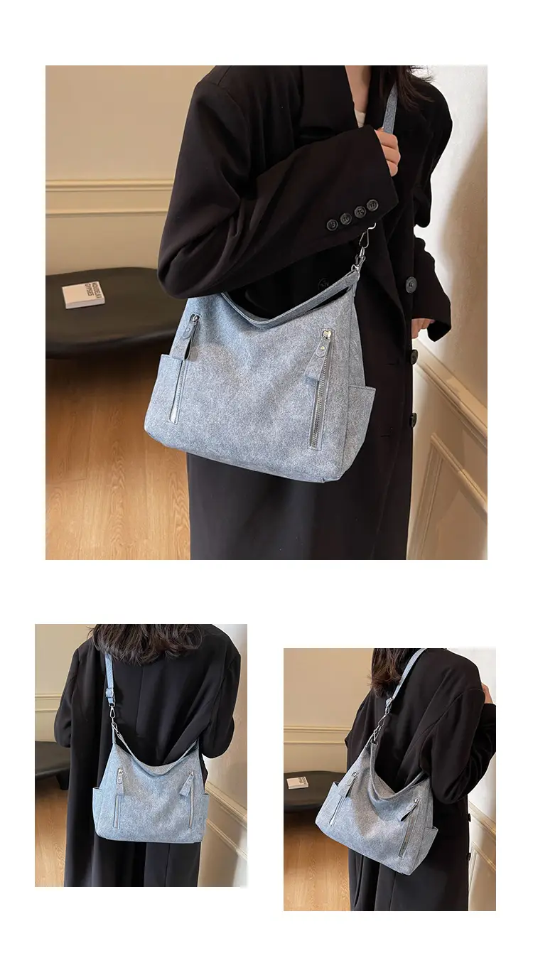 Women's Large Capacity Black Tote Bag with Shoulder Strap — feature 24