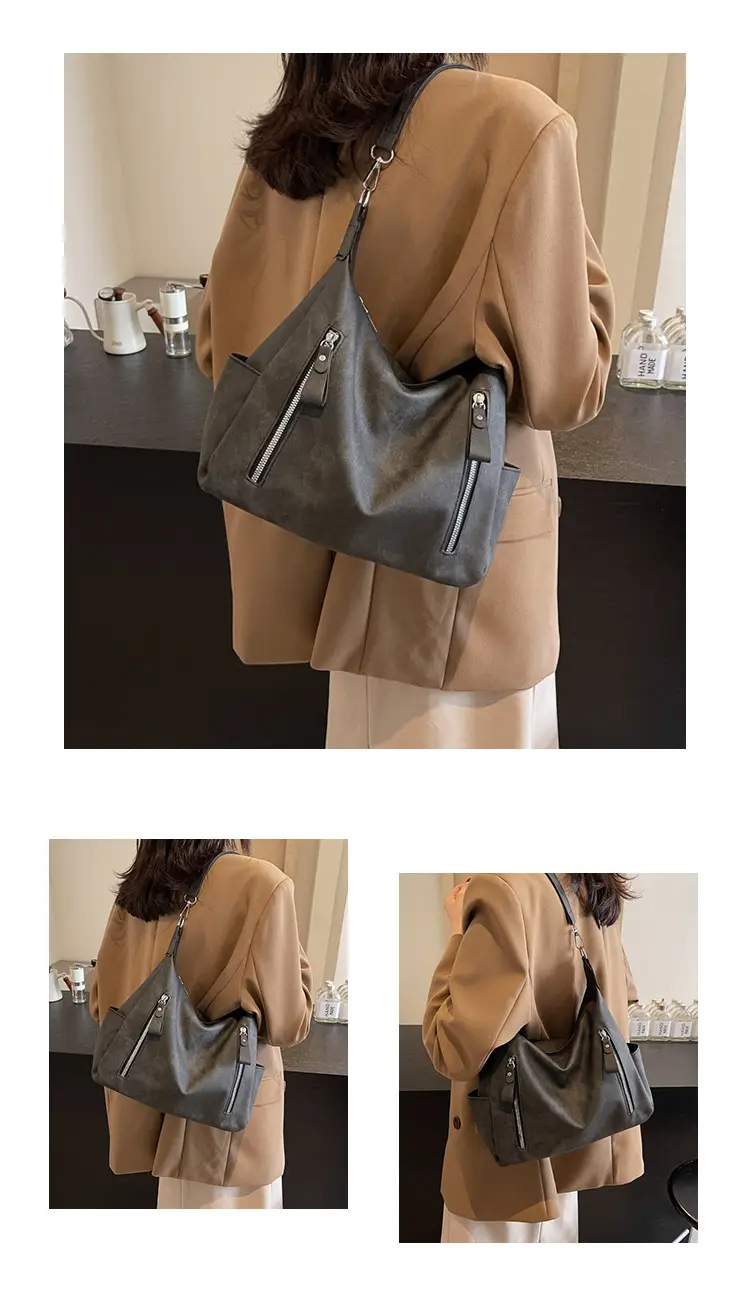 Women's Large Capacity Black Tote Bag with Shoulder Strap — feature 25