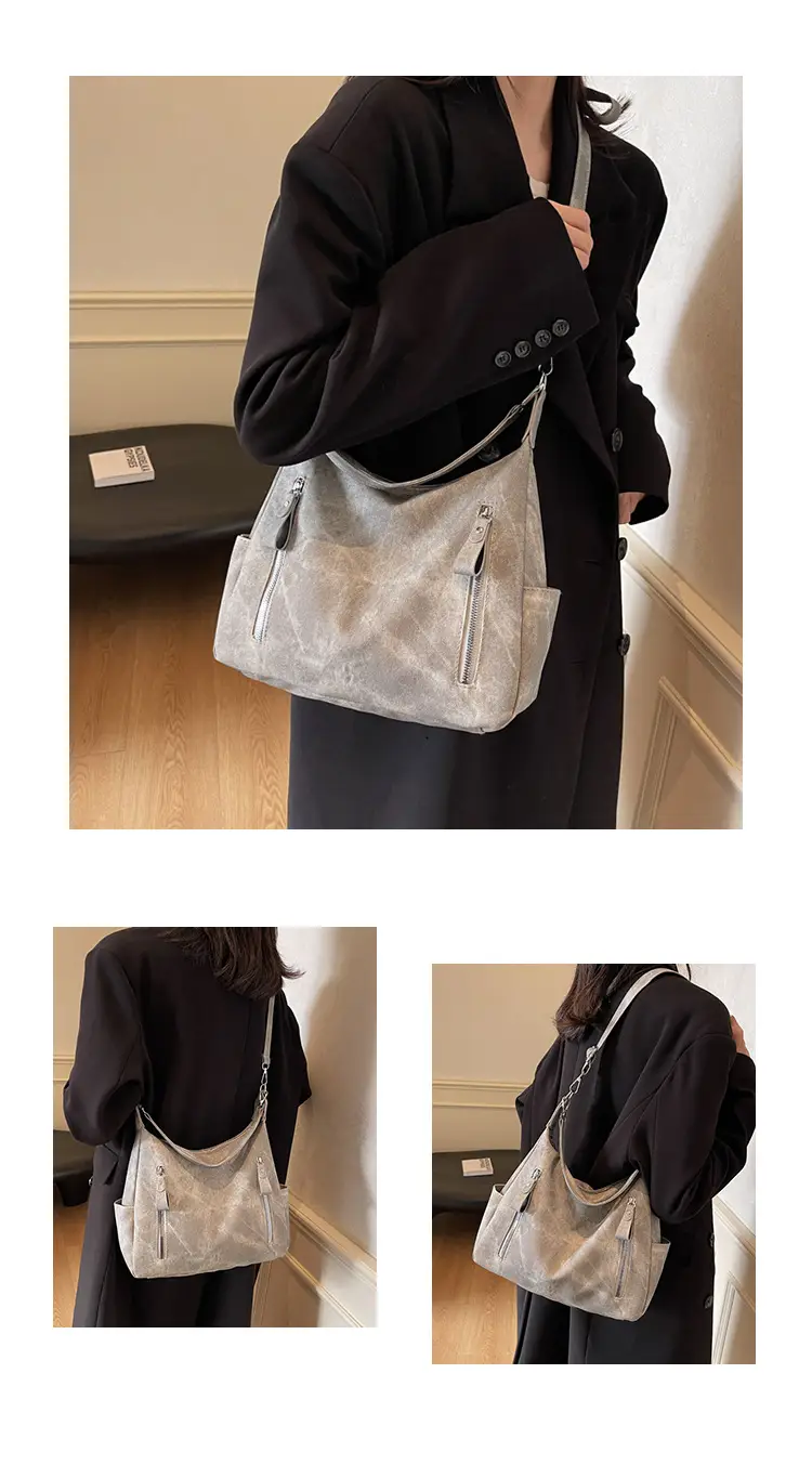 Women's Large Capacity Black Tote Bag with Shoulder Strap — feature 27