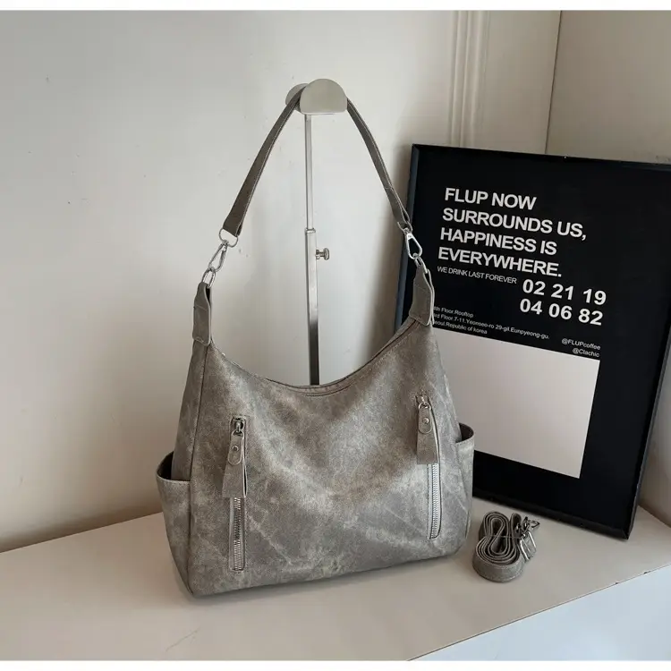 Women's Large Capacity Black Tote Bag with Shoulder Strap