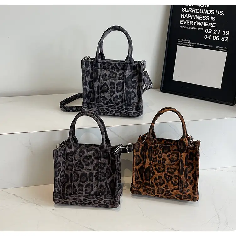 Vintage Leopard Tote Bag Women 2024 Commuter Crossbody Large Capacity