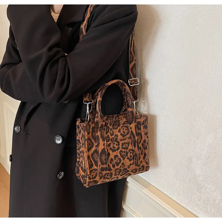 Vintage Leopard Tote Bag Women 2024 Commuter Crossbody Large Capacity