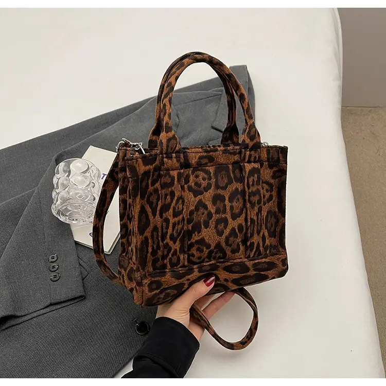 Vintage Leopard Tote Bag Women 2024 Commuter Crossbody Large Capacity