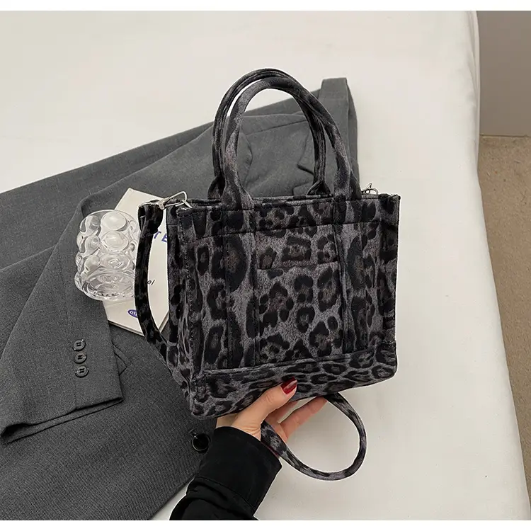 Vintage Leopard Tote Bag Women 2024 Commuter Crossbody Large Capacity