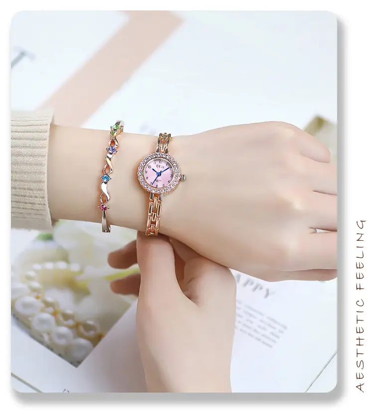Gold Diamond Watch for Women with Rose Gold Bracelet — feature 9