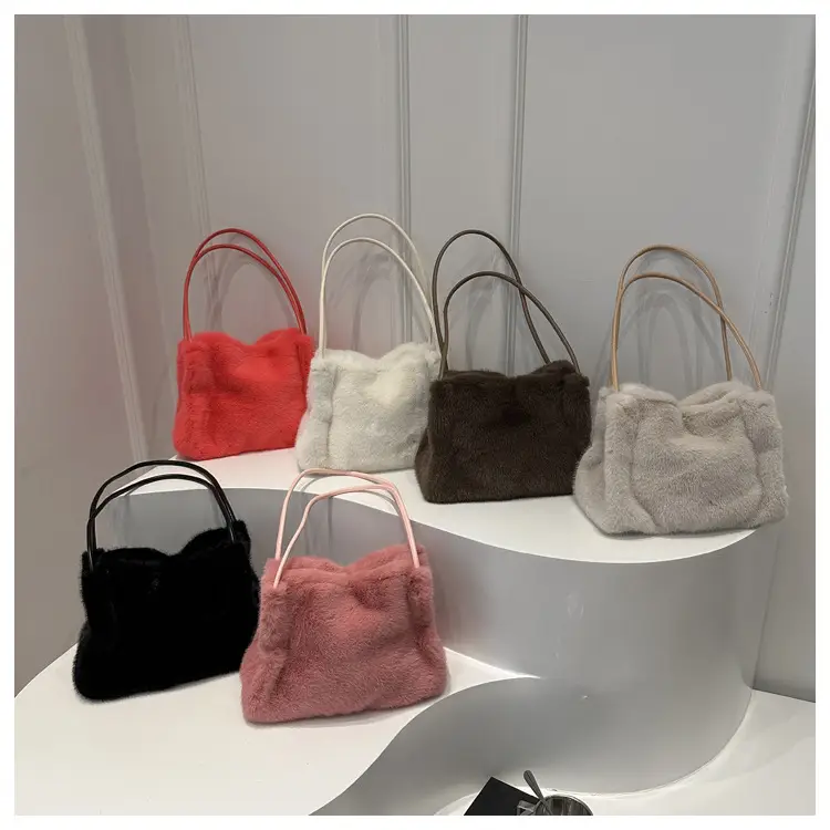 Black Plush Shoulder Bag for Women Autumn 2024 - Image 8