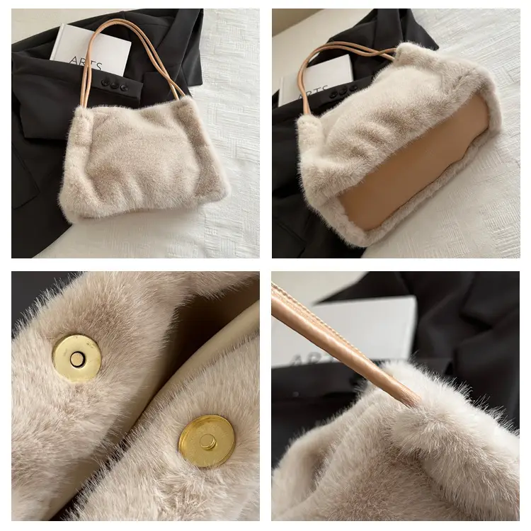 Black Plush Shoulder Bag for Women Autumn 2024 — feature 9