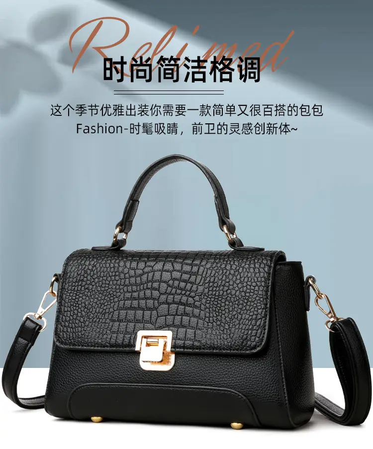 Black Croc Leather Crossbody Bag for Women — feature 1