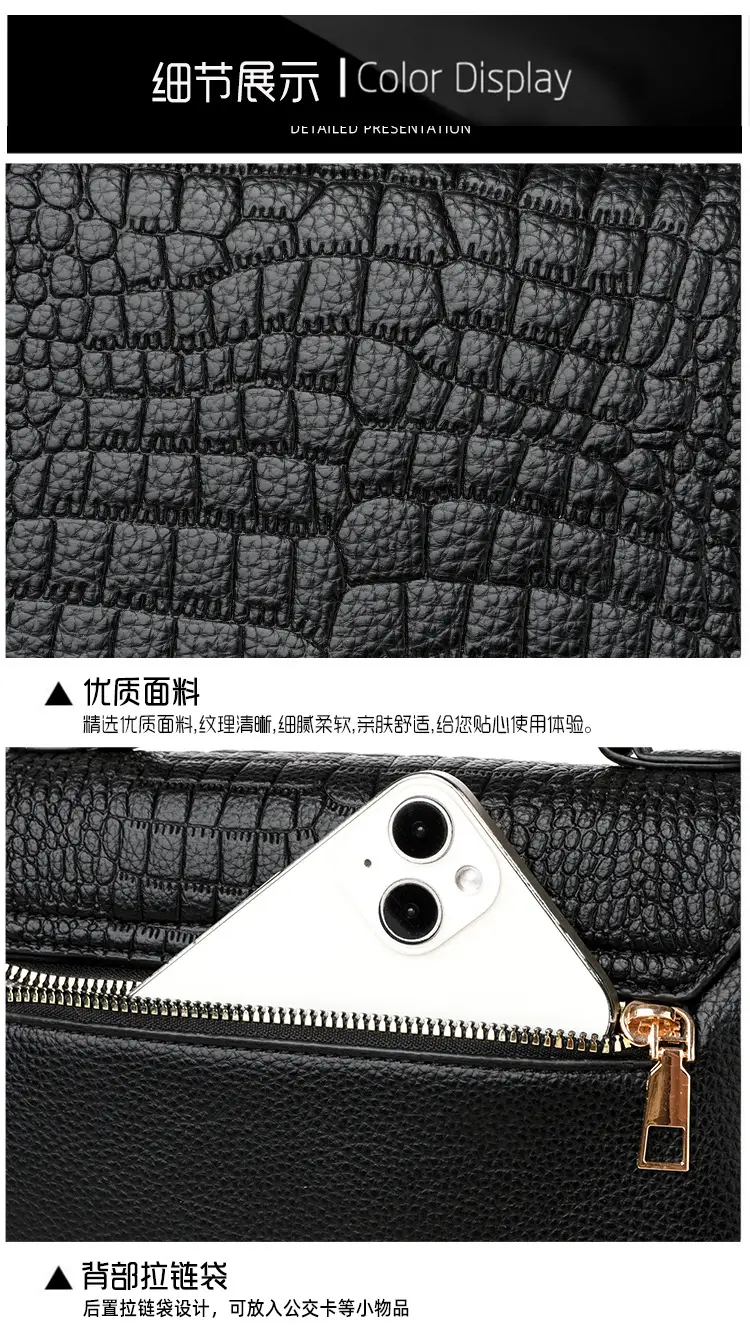 Black Croc Leather Crossbody Bag for Women — feature 13